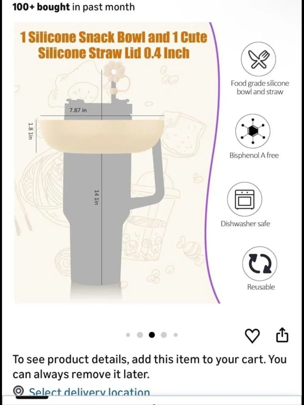 Silicone Snack Tray Cup Top - Lavender and Cream